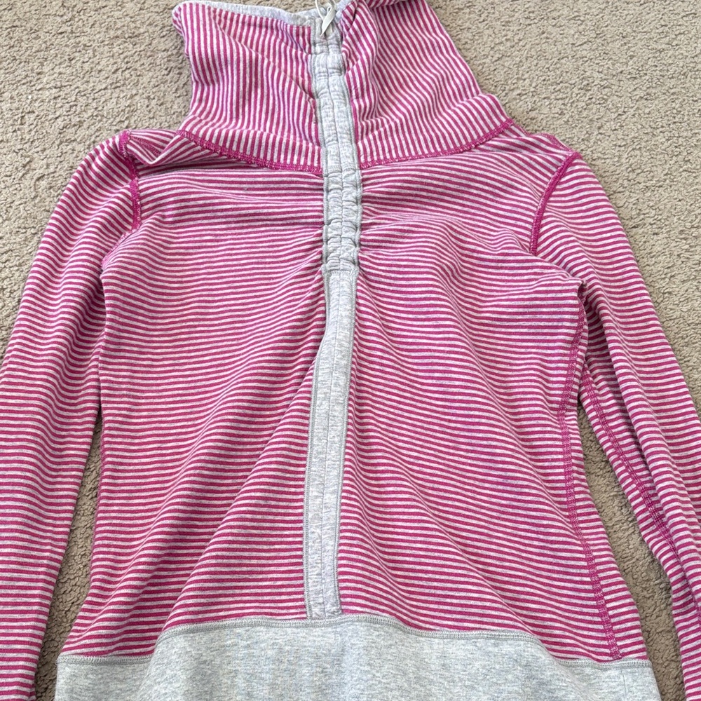 lululemon athletica Pink and Gray Striped Hoodie